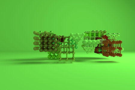Background abstract, molecule style concepture inter-locked square or pyramids virtual geometric,...