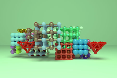 Background abstract, molecule style concepture inter-locked square or pyramids virtual geometric,...