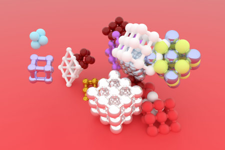 Background abstract, molecule style concepture inter-locked square or pyramids virtual geometric,...