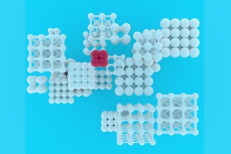 Virtual square or pyramids geometric, stand on a cloud concepture, market differenciation....