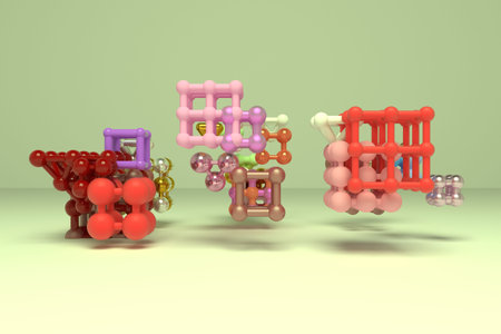 Background abstract, molecule style concepture inter-locked square or pyramids virtual geometric,...