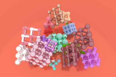Background abstract, molecule style concepture inter-locked square or pyramids virtual geometric,...