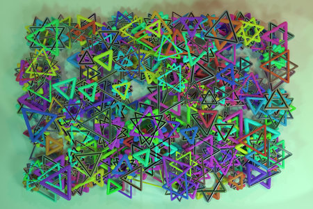 Bunch of triangle & star view from top, illustrations of CGI geometric, for graphic design,...