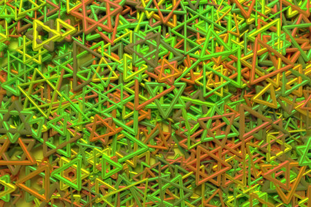 View from top, bunch of triangle & star, CGI geometric. For web page, wallpaper, graphic design,...