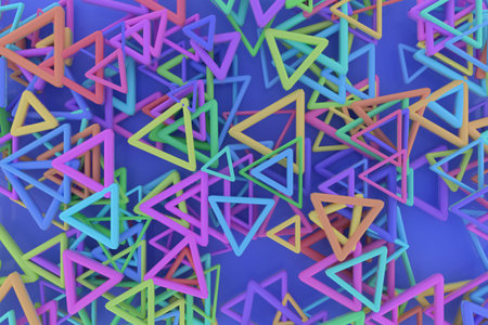 CGI geometric, bunch of triangle & star view from top, for design texture or title background. 3D...