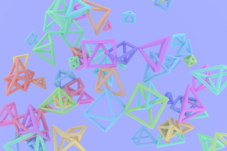 Concepture geometric, bunch of triangle or square flying, inter-locked, for design texture or title...