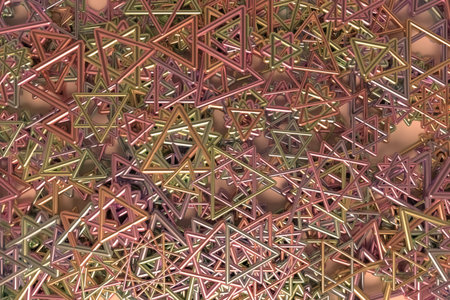 CGI geometric, bunch of triangle & star view from top, for design texture or title background. 3D...