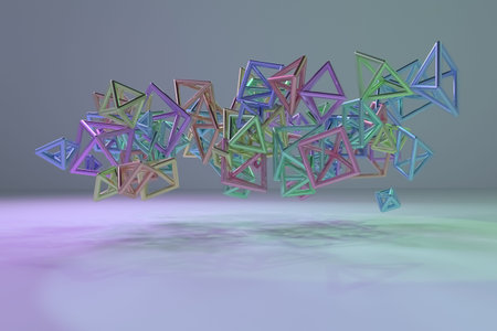 Concepture geometric, flying, inter-locked, bunch of triangle or square. Decorative, illustrations....