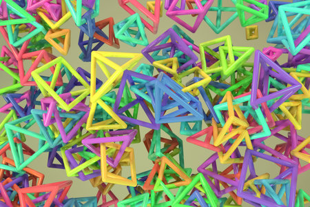 Abstract flying, inter-locked bunch of triangle or square, concepture geometric, for web page, graphic design, texture, background. 3D render.の写真素材