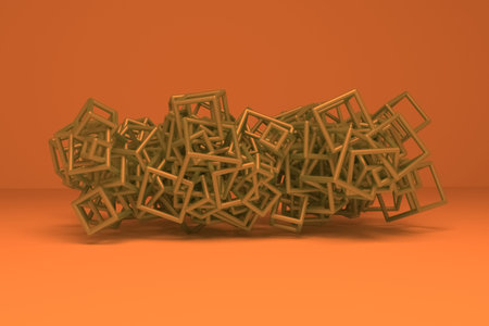 Concepture geometric, bunch of triangle or square flying, inter-locked, for design texture or title...