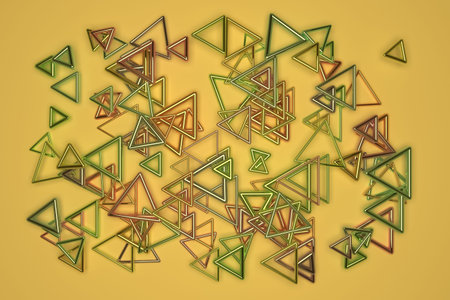 CGI geometric, view from top, bunch of triangle & star. Decorative, illustrations. For design...