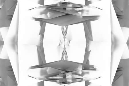 Backdrop, random geometric, CGI. For graphic design, catalog, texture or background. Gray or black and white b&w 3D render.の写真素材