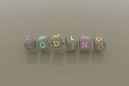 Coding computer ICT keyword. Graphic resource, texture or background, for web page or design.の写真素材