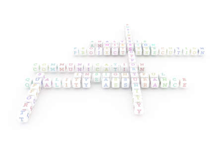 Mission, business keyword crossword. Graphic resource, texture or background, for web page or design. 3D rendering.の写真素材