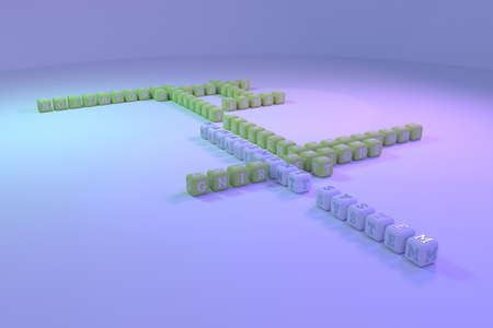 Management System, business keyword crossword. Graphic resource, texture or background, for web page or design. 3D rendering.の写真素材