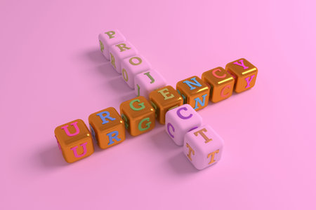 Urgency, business keyword crossword. Graphic resource, texture or background, for web page or...