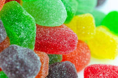 Macro closeup for bunch or pile of colorful jelly candy or sweets. Good for health conceptual.の写真素材