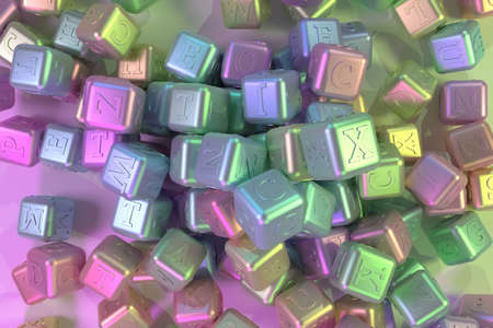 Typography, bunch of ABC character symbol or sign, for design texture or title background. 3D render.の写真素材