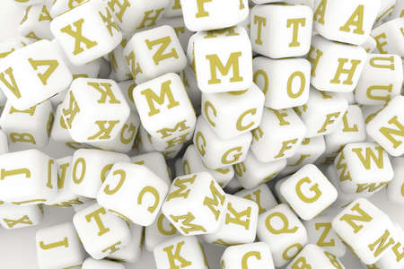 Typography, bunch of ABC character symbol or sign, for design texture or title background. 3D render.の写真素材