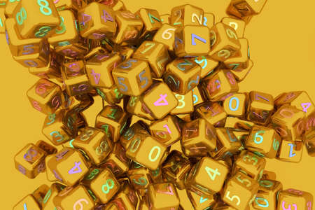 CGI geometric, bunch of number character symbol or sign, for design texture or title background. 3D render.の写真素材