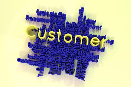Customer, business keyword and words cloud. For web page or design, as graphic resource, texture or...
