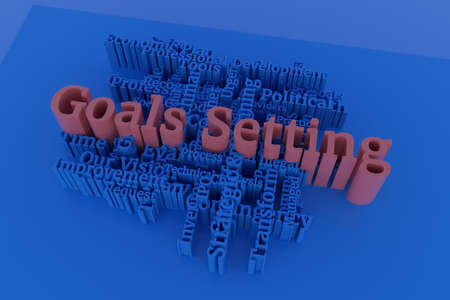 Goals Setting, business keyword and words cloud. For web page or design, as graphic resource, texture or background. 3D rendering.の写真素材