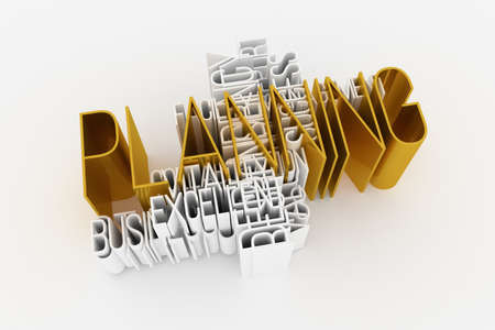 Planning, business keyword and words cloud. For web page or design, as graphic resource, texture or background. 3D rendering.の写真素材