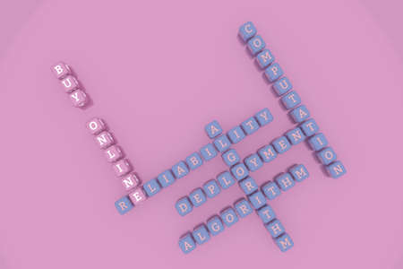 Buy Online, ict keyword crossword. For web page or design, as graphic resource, texture or background. 3D rendering.の写真素材