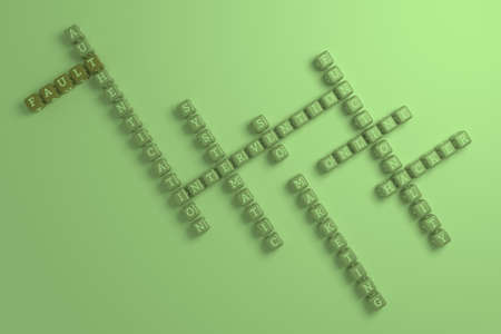 Fault, ict keyword crossword. For web page or design, as graphic resource, texture or background. 3D rendering.の写真素材