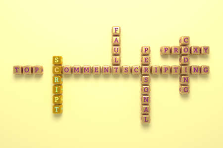 Script, ict keyword crossword. For web page or design, as graphic resource, texture or background. 3D rendering.の写真素材