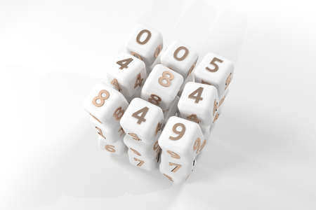 Gray or black and white b&w Number sign or symbol, cube or block. For graphic design, catalog, texture or background. 3D render.の写真素材