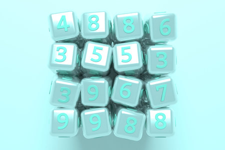 Number sign or symbol, cube or block. For graphic design, catalog, texture or background. 3D render.