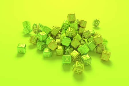 Yes or no, right or wrong, X or O, cube or block. For illustrations design, texture or background. 3D render.の写真素材