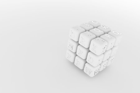 ABC sign or symbol, cube or block. For graphic design, catalog, texture or background. Gray or black...