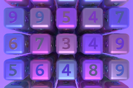 Background abstract, cube or block number sign or symbol, for design & graphic resource. 3D render.