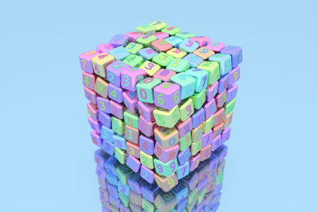 Cube or block number sign or symbol, illustrations, for graphic design, wallpapers, booklets. 3D...