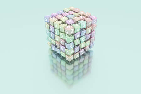 Abstract number sign or symbol cube or block, for web page, graphic design, texture, background. 3D render.の写真素材