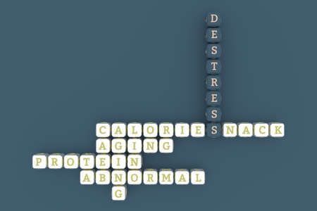 Destress, health keyword crossword. For web page or design, as graphic resource, texture or background. 3D rendering.の写真素材