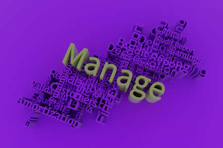 Manage, finance keyword words cloud. For web page or design, as graphic resource, texture or background. 3D rendering.の写真素材