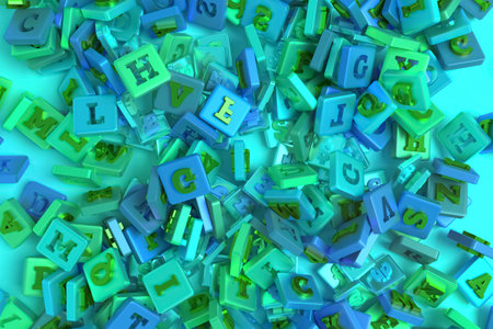 Sign or symbol, bunch of character. For illustrations design, texture or background. 3D render.の写真素材