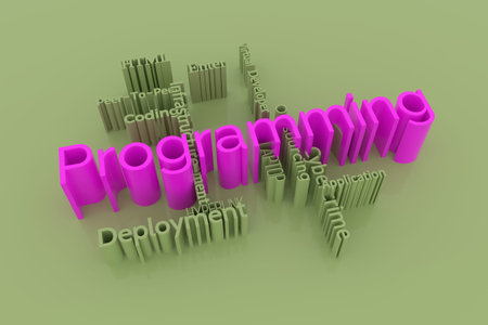 Programming, ICT, information technology keyword words cloud. For web page or design, as graphic...