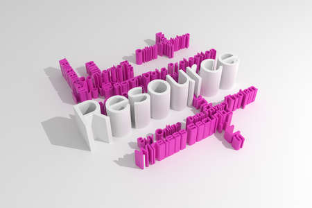 Resource, ICT, information technology keyword words cloud. For web page or design, as graphic resource, texture or background. 3D rendering.の写真素材