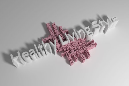 Healthy Living Style, medical, lifestyle keyword words cloud. As graphic resource, texture or...