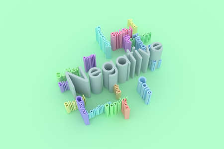 Negative, emotion, keyword words cloud. As graphic resource, texture or background. 3D rendering.の写真素材