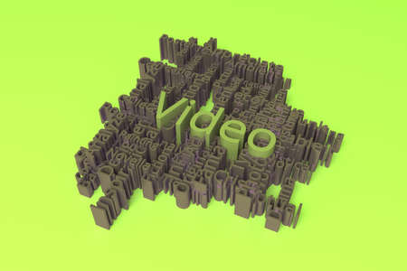 Video, creative, education keyword words cloud. As graphic resource, texture or background. 3D rendering.の写真素材