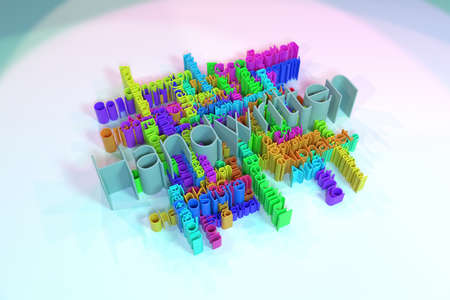 Handwritten, creative, education keyword words cloud. As graphic resource, texture or background. 3D rendering.の写真素材