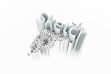 Sketch, creative, education keyword words cloud. As graphic resource, texture or background. 3D rendering.の写真素材