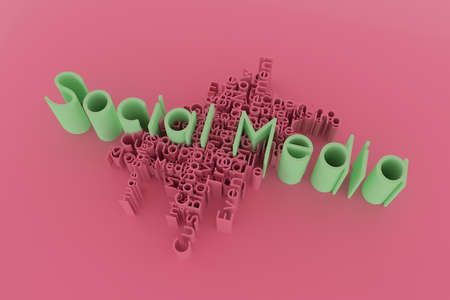 Social Media, marketing Business keyword words cloud. For web page or design, as graphic resource, texture or background. 3D rendering.の写真素材