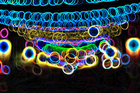 Colorful neon wave & line abstract art for graphic resource, design background or texture.