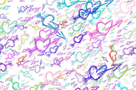 Abstract hand drawn love for valentine day, artistic for graphic design, catalog, textile or texture printing & background. Vector artwork.のイラスト素材